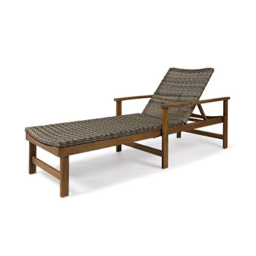 Great Deal Furniture Kyle Outdoor Rustic Acacia Wood Chaise Lounge with...