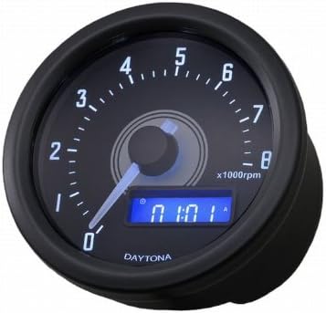 Amazon Daytona デイトナ Velona F60電気式タコメーター 8000rpm ブラックボディ ホワイトled タコメーター 車 バイク