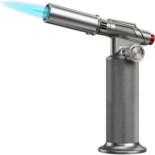 KinetiFire All-Metal Culinary Butane Torch Lighter - 2462°F (1350°C) | Kitchen Blow Torch with Continuous Flame Mode, Adjustable Jet for Creme Brulee, Baking, Searing, Soldering & Crafts