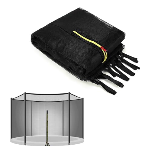 FSDIYU Trampoline Safety Net Replacement, for 10FT 6/8 Poles Round Frame Trampoline, Enclosure Surround Netting with Dual-Headed Zippers and Protection Buckles & Enhanced Hook (Net Only)