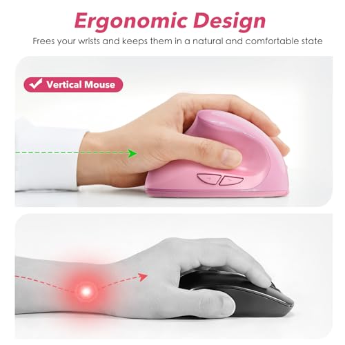Image of Left‑Hand Ergonomic Vertical Wireless Mouse Type‑C Rechargeable 6‑Btn Mice