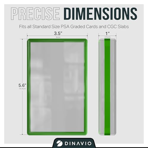 Image of PSA Graded Card Display Acrylic Case for Standard PSA and CGC Slabs - Slab Case - PSA Card Case - Graded Card Display Case - Updated Dimensions - Stand Included (Green Border)