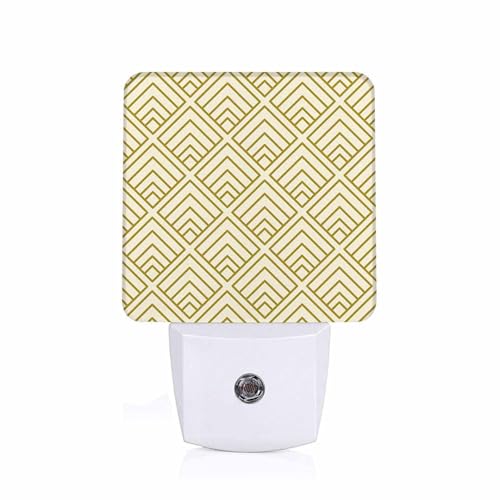 Image of LED Night Light,Triangle Geometry Luxury Color Texture Grid LED Night Light Plug into Wall with Dusk to Dawn Light Sensor White Energy Efficient Nightlight for Bedroom Hallway Kitchen