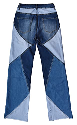 Aodrusa Women Patch Jeans Straight Leg Cut Bottom Raw Hem Y2k Denim Pants3