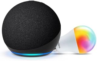 Amazon Echo Dot (5th Gen, Black) Smart Home Speaker Combo with Wipro Simple Setup 9W LED Smart Bulb | with Bluetooth and Alexa
