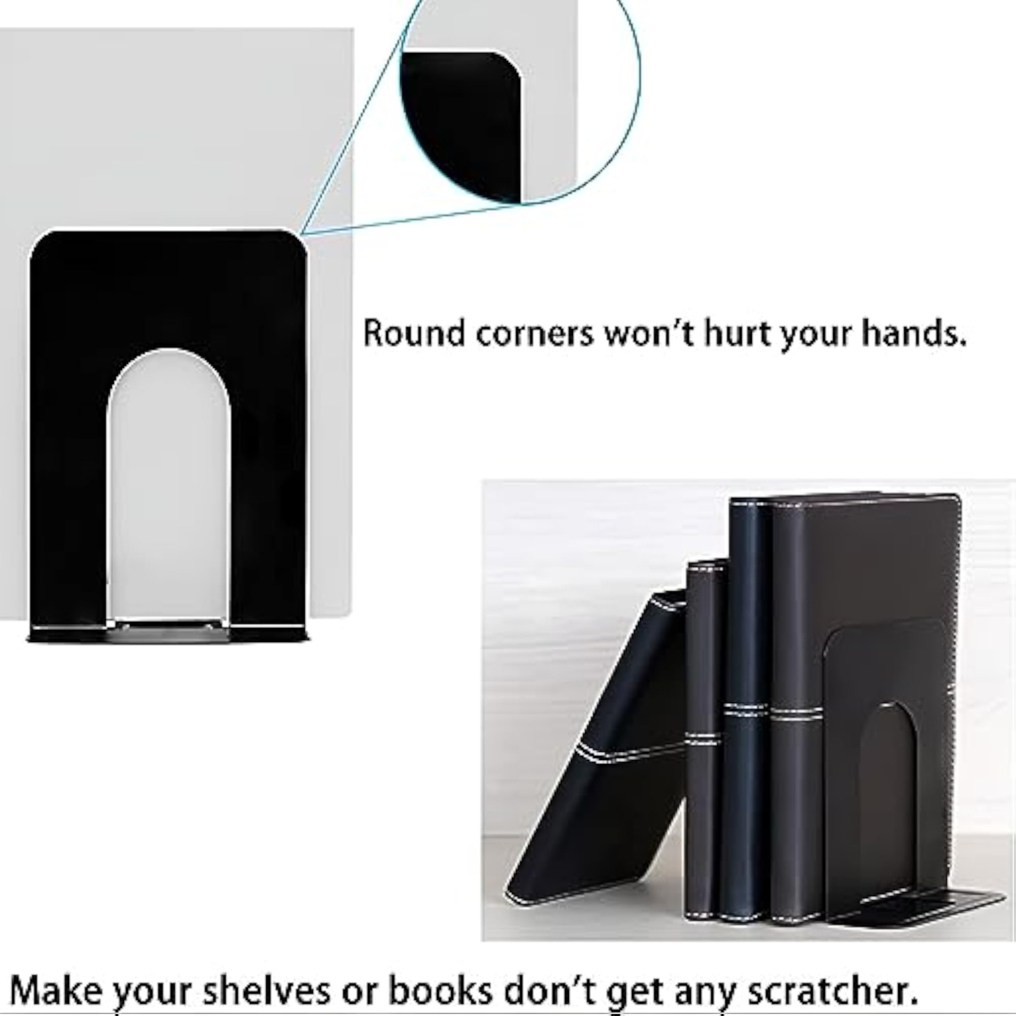 Metal Non-Slip Bookends for Home Decor and Office Use