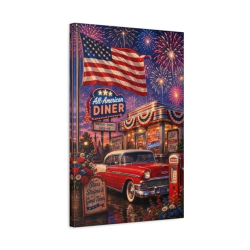 Tableau patriotique vintage sur toile haut de gamme 40x60cm avec châssis de 3cm