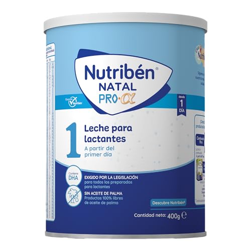 Nutribén Natal Pro Alfa 1 - Leche en Polvo Bebé 1 | Fórmula para Bebé desde el Primer Día | sin Aceite de Palma | con Cacito Dosificador Incluido | Con DHA | 1 Bote de 400g