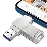 LANSLSY 256GB Flash Drive for Phone Memory Stick,Phone Flash Drive USB 3.0 External Storage,3 in 1 Photo Stick is Compatible with i 0S/Pad/Android/PC/Mac (256GB, Silver)