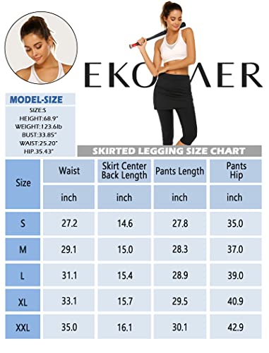Ekouaer Women Running Leggings With Skirted Solid Capris Leggings Athletic Skort For Golf Wine Red #TOP5