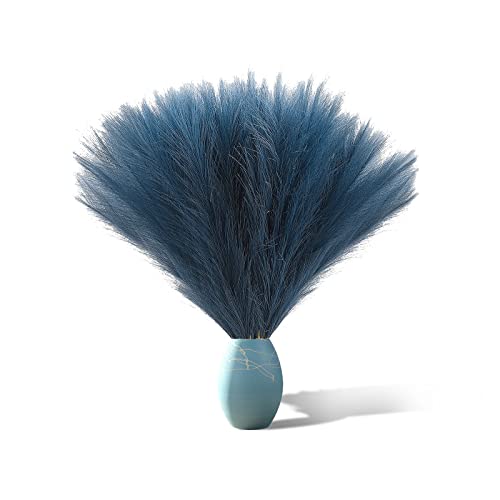 FuninCrea 6 pezzi Erba Artificiale Della Pampa da 17 pollici Piccola Decorazione Artificiale per Erba Della Pampa Vaso Piume Boho per Decorazione Della Casa (Blu)