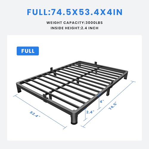 MAF 4 Inch Full Size Metal Platform Bed Frame with Round Corner Legs, 3000 LBS Heavy Duty Steel Slats Support, Noise Free, No Box Spring Needed, Easy Assembly