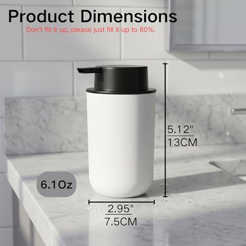 AxonVolu Bamboo Fiber Soap Dispenser, Refillable Pump Bottle (White) AxonVolu Bamboo Fiber Soap Dispenser, Refillable Pump Bottle (White) - Image 3