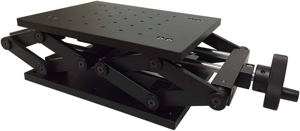 Lab Scissors Jack, MPositioning L01Z-70 Aluminum Laboratory Jack Lift Table 160 x 220 Platform Size, Smooth Motion in 70 mm Z Axia, Support Loading 30kg
