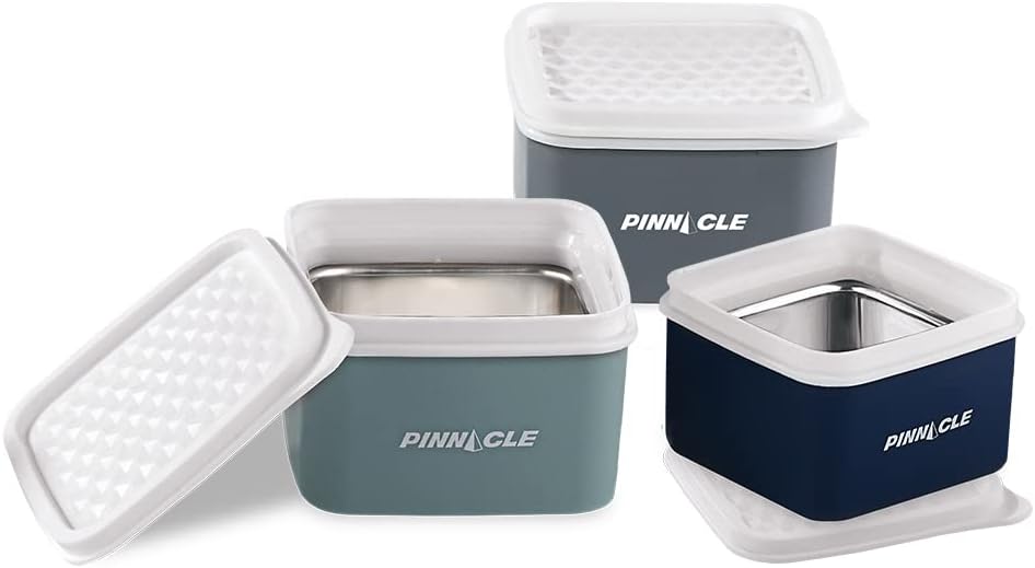 Thermoware Baby/Toddler/Kids Stainless Steel Insulated Food Storage Container Small Leak Proof Lunch Box- 3 pk. 8 oz Snack Containers- Square Thermal Food Container With Airtight Lid