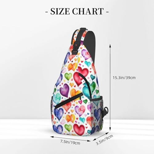 Mochila cruzada negra con estampado de corazones miniatura 3