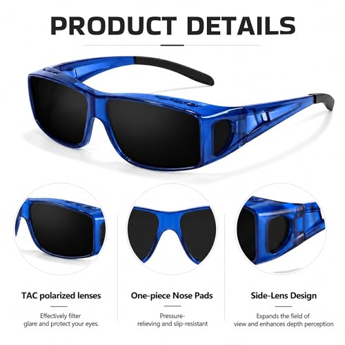 Image of SIPHEW Mirrored Sunglasses Polarized Fit Over Glasses for Men&Women