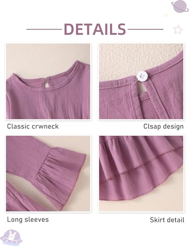 Image of Toddler Girl Clothes Long Sleeve Ruffle Dress Top and Jeans Pants Toddler Girl Fall Outfits