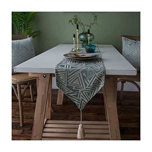 Chemin de table vert clair en coton pour repas de famille vintage