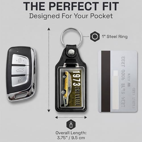 Image of Brotherhood 1973 Compatible with Chevelle SS Wagon Design Key Chain Key Holder Key Ring For Men Heavy Duty Car Key Ring For Men and Women