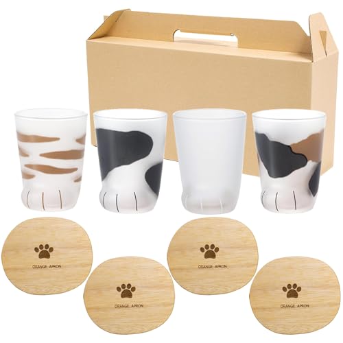 coconeco �����˂��O���X (230ml / 4�Z�b�g) ��ʂɃs���N�̓��� �R�b�v (�V����/�q�L × �ؐ��R�[�X�^�[�Z�b�g ����) �N���t�g�{�b�N�X���� ���蕨 �M�t�g �v���[���g (���{��)