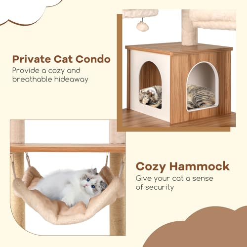 Árbol para gatos alto Tangkula de 68 pulgadas con rascadores de sisal miniatura 5