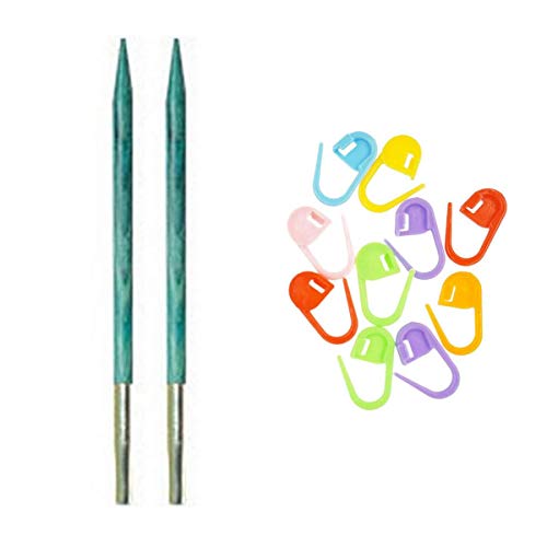Knitter's Pride Dreamz Knitting Needles Interchangeable Circular Tips 4.5 inch (11.5cm) Size US 4 (3.5mm) 200501 with 10 Colorful Stitch Markers