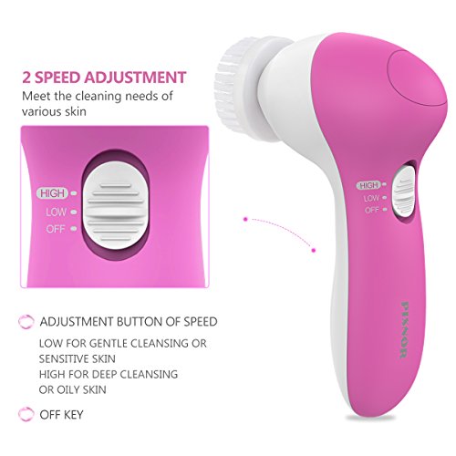 PIXNOR Facial Cleansing Brush [Newest 2020], Waterproof Face Spin Brush with 7 Brush Heads for Deep Cleansing, Gentle Exfoliating, Removing Blackhead, Massaging - Thumbnail 4