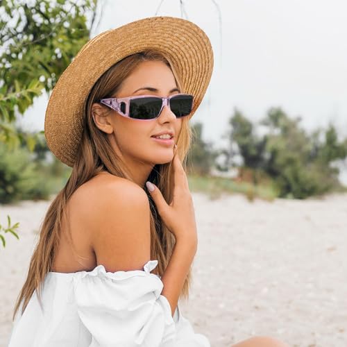 Over Glasses Sunglasses for Women, HD Polarized Glare Reducing Fit Over UV400 Protection Driving Sunglasses Purple Frame2