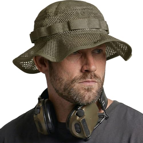 CQR Men's Tactical Boonie Hat, Breathable Packable Sun Hat for Hunting, Hiking, Fishing, Shooting, and Outdoor Activities, Sniper Soil Green, Small-Medium