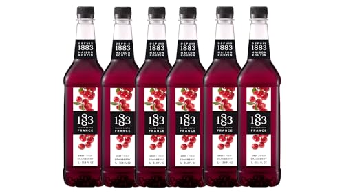 Image of 1883 Cranberry Syrup for Drinks - 1 Liter Plastic Bottles (Pack of 6)
