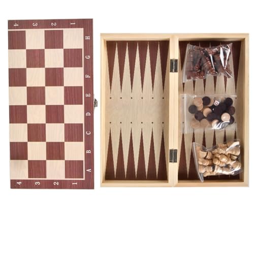 Jeu d'échecs en bois noble 3 en 1, coffret de stratégie pliable artisanal