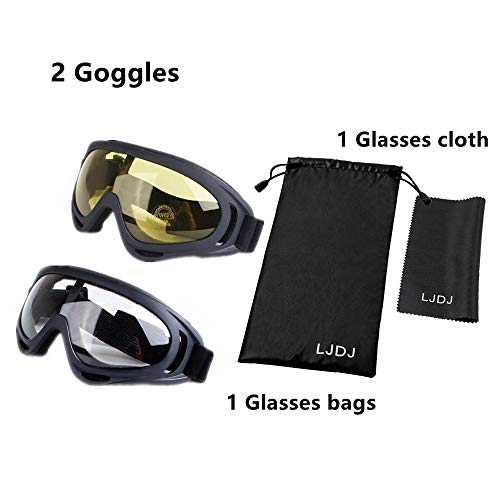 Image of LJDJ Motorcycle Goggles - Glasses Set of 2 Yellow Clear Lenses Dirt Bike ATV Motocross Anti-UV Adjustable Riding Off Road Racing Protective Combat Tactical Military Goggles