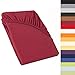 Produktbild CelinaTex Perla Boxspringbett Wasserbett Topper Spannbettlaken 140x200-160x200 cm Bordeaux rot Jersey Mako Baumwolle 160g/qm Bettlaken Laken