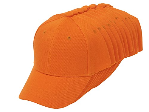 Top Headwear 12-Pack Youth Adjustable Baseball Hat - Orange #TOP17