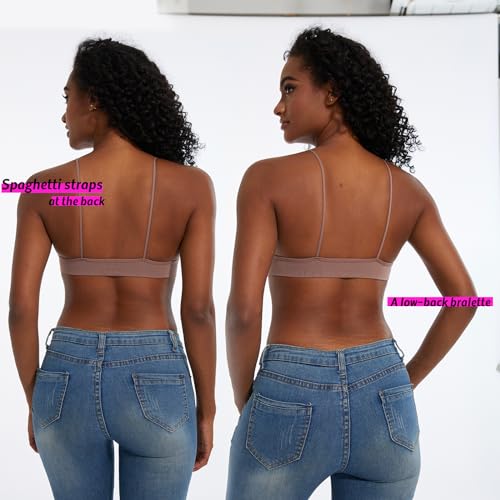 Image of Seamless Bra for Women Low Back Bralette Wirefree Spaghetti Bra with Padded Removeable