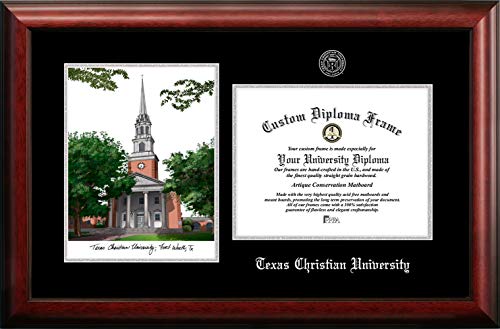Campus Images NCAA TCU Horned Frogs Unisex Silver Medallion Frame Texas Christian University 11w x 8.5h Silver Embossed Diploma Frame Lithograph, Brown, One Size