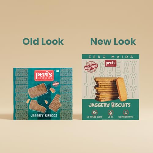 Image of Peri's Bakehouse Jaggery Biscuits | No Sugar, No Maida, No Oil | Wholewheat, Pure Ghee and Jaggery | Atta Biscuits | 250 g