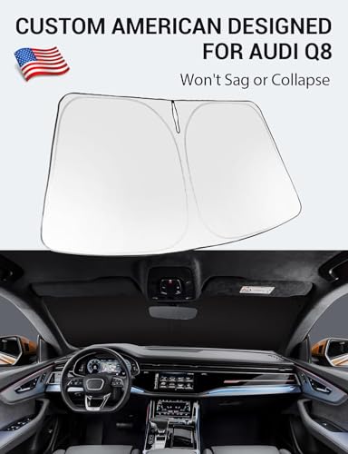 Image of Proadsy 2026 Upgrade Windshield Sun Shade Custom Fit 2019-2025 2026 Audi Q8 Foldable Front Sunshade Protector Sun Visor Blocks UV Rays Keep Car Cooler