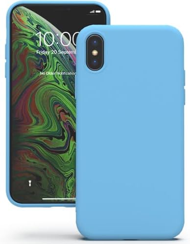 YATWIN Hülle für iPhone X/iPhone XS, Silikon Handyhülle mit Futter, 1mm Kamera und Displayschutz, Dünn & Leicht, Anti Kratzer Case, Himmelblau