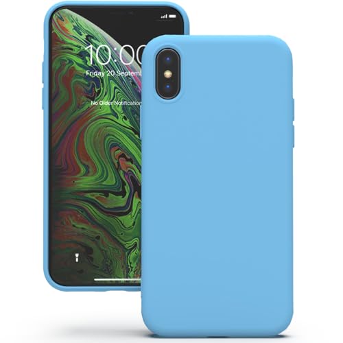 YATWIN Funda para iPhone X, iPhone XS, Funda Protectora Cuerpo Completo, Silicona Premium, Forro Microfibra Suave Antiarañazos, Azul Cielo