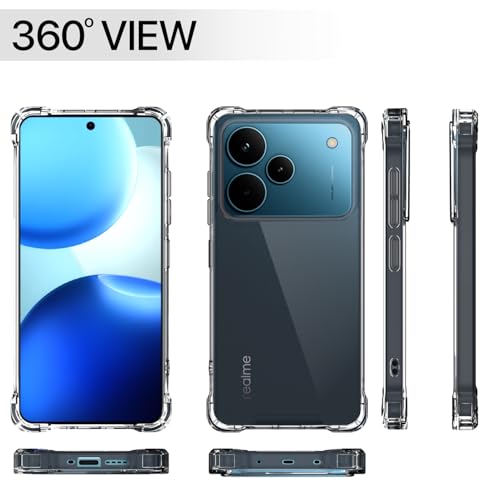 Image of Outlouders Back Cover for Realme P4 Pro 5G Clear Transparent PC + TPU Bumper Case with Raised Edges for Shockproof Protection (Transparent)