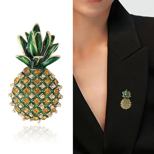 Image of Enamel Fruit Brooch for Women Rhinestones Fruit Lapel Pin Elegant Fruit Brooches Jewelry Gift, Perfect for Dresses Hat Bag