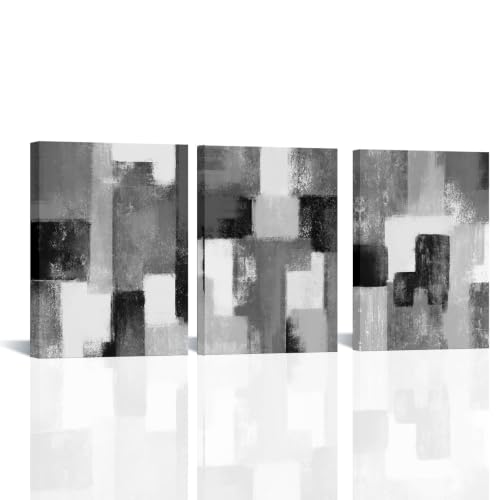 LoveHouse Black White and Gray Wall Art Abstract Geometric Paintings Decor