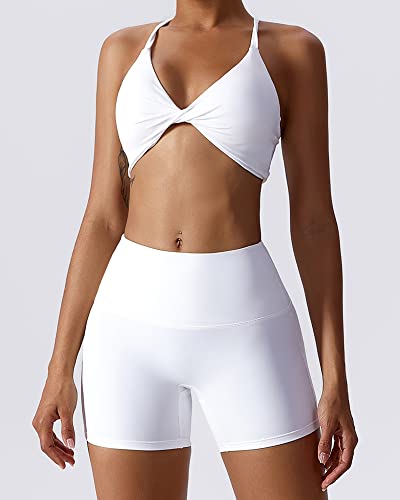 Image of ABOCIW Sports Bras for Women Twist Criss-Cross Back Padded Workout Tank Tops Low Impact Gym Yoga Bra