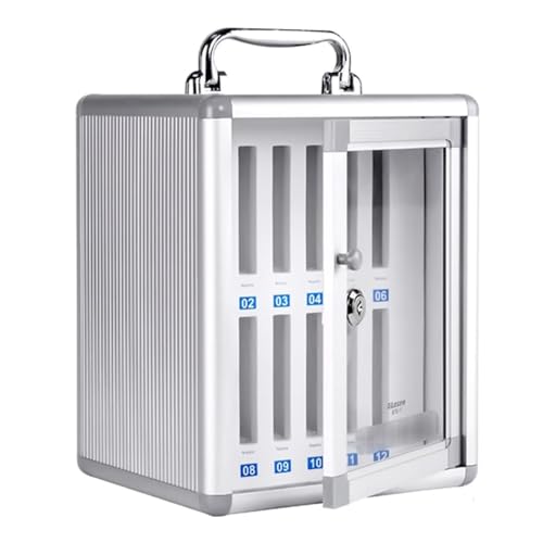 Aluminium-Handyschrank Mit 12 Fächern, An Der Wand Montierter, Abschließbarer Handy-Safe, Platzsparend Und Einfach Zu Verwalten