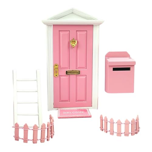 Fairy Door Set - Kit d'entrée Fairy Tooth Décoration de porte murale Elfe | Enfants extravagants avec petite échelle, clôture, boîte aux lettres et tapis