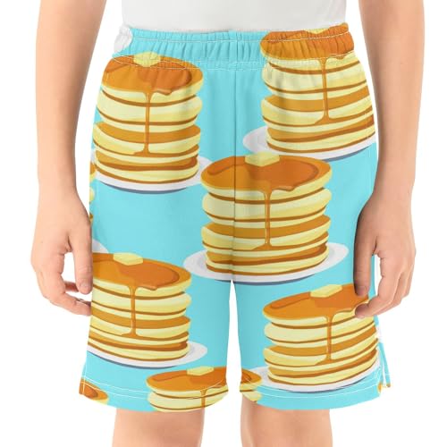 J JOYSAY Syrupy Pancake Stack Boys Athletic Shorts Kids Youth Casual Shotrs with Elastic Waistband Pockets2