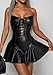 LKOUS Black Women's Faux Leather Corset Mini Dress Sexy Lace Up Club Dress
