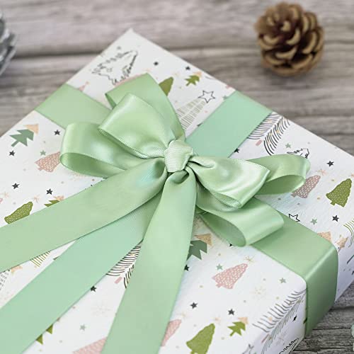Huihuang Sage Satin Ribbon 1 Inch Light Sage Green Ribbon 50 Yards Double Face Silk Satin Ribbon For Wedding Decor Crafts Gift Wrapping Bows Bridal Floral Bouquet Invitation Card Baby Shower Party #TOP5